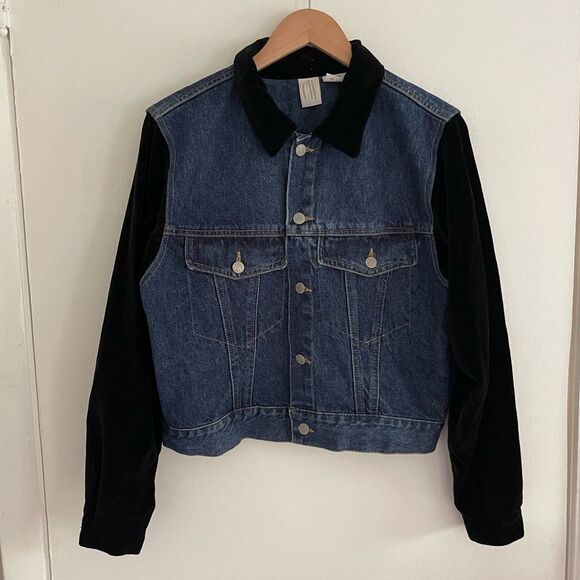 CW Clifford & Wills Vintage 90s/Y2K Velvet & Denim Jean Jacket - Picture 2 of 5
